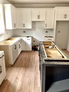 Kitchen island of contrasting color